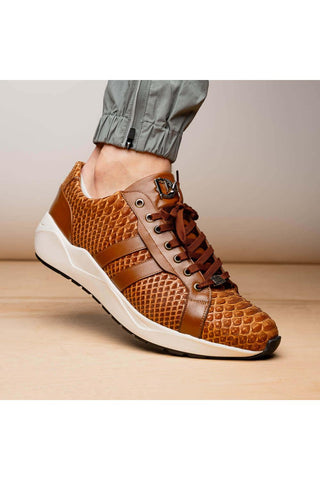 Marco Di Milano Verona Honey Exotic Python / Calfskin Fashion Sneakers (MDM1160)-AmbrogioShoes