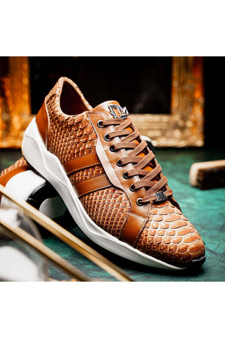 Marco Di Milano Verona Honey Exotic Python / Calfskin Fashion Sneakers (MDM1160)-AmbrogioShoes
