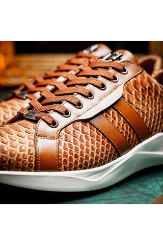 Marco Di Milano Verona Honey Exotic Python / Calfskin Fashion Sneakers (MDM1160)-AmbrogioShoes