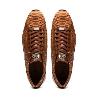 Marco Di Milano Verona Men's Shoes Honey Exotic Python / Calfskin Fashion Sneakers (MDM1160)-AmbrogioShoes
