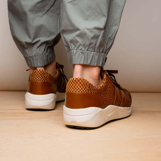 Marco Di Milano Verona Men's Shoes Honey Exotic Python / Calfskin Fashion Sneakers (MDM1160)-AmbrogioShoes