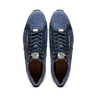 Marco Di Milano Verona Men's Shoes Navy Exotic Python / Calfskin Fashion Sneakers (MDM1160)-AmbrogioShoes