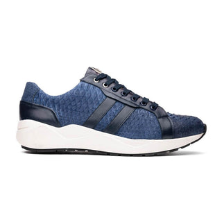 Marco Di Milano Verona Men's Shoes Navy Exotic Python / Calfskin Fashion Sneakers (MDM1160)-AmbrogioShoes