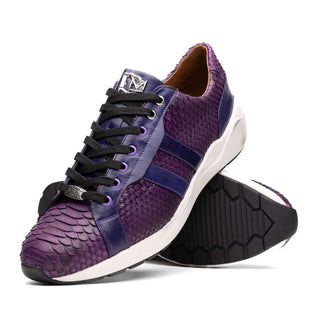 Marco Di Milano Verona Men's Shoes Purple Exotic Python / Calfskin Fashion Sneakers (MDM1160)-AmbrogioShoes