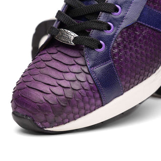 Marco Di Milano Verona Men's Shoes Purple Exotic Python / Calfskin Fashion Sneakers (MDM1160)-AmbrogioShoes