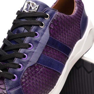 Marco Di Milano Verona Men's Shoes Purple Exotic Python / Calfskin Fashion Sneakers (MDM1160)-AmbrogioShoes