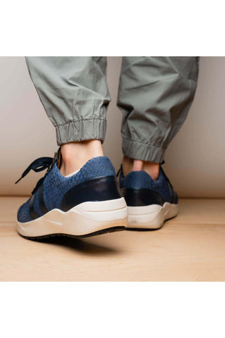 Marco Di Milano Verona Navy Exotic Python / Calfskin Fashion Sneakers (MDM1160)-AmbrogioShoes
