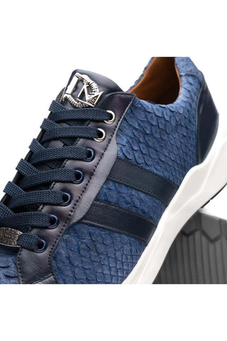 Marco Di Milano Verona Navy Exotic Python / Calfskin Fashion Sneakers (MDM1160)-AmbrogioShoes