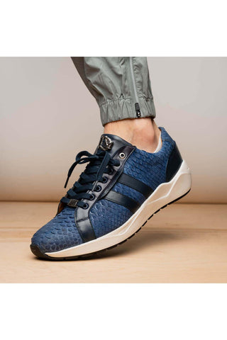 Marco Di Milano Verona Navy Exotic Python / Calfskin Fashion Sneakers (MDM1160)-AmbrogioShoes