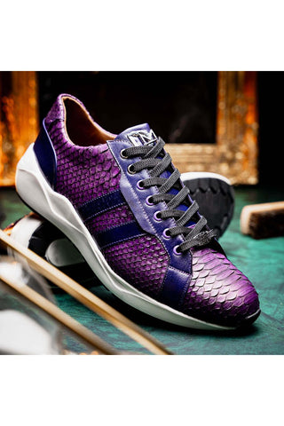 Marco Di Milano Verona Purple Exotic Python / Calfskin Fashion Sneakers (MDM1160)-AmbrogioShoes