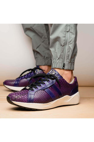 Marco Di Milano Verona Purple Exotic Python / Calfskin Fashion Sneakers (MDM1160)-AmbrogioShoes