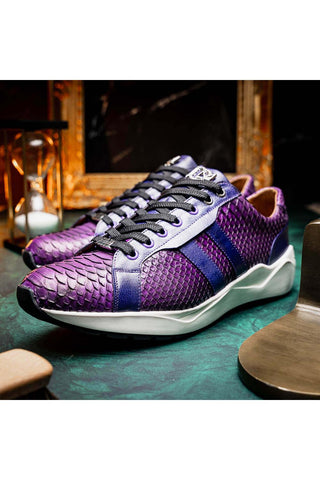 Marco Di Milano Verona Purple Exotic Python / Calfskin Fashion Sneakers (MDM1160)-AmbrogioShoes