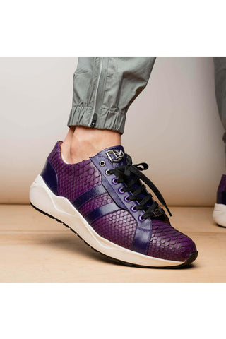 Marco Di Milano Verona Purple Exotic Python / Calfskin Fashion Sneakers (MDM1160)-AmbrogioShoes