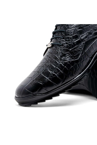 Marco Di Milano Vulcan Black Exotic Alligator Derby Sneakers (MDM1195)-AmbrogioShoes