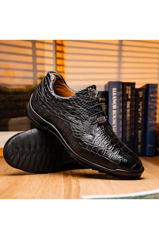 Marco Di Milano Vulcan Black Exotic Alligator Derby Sneakers (MDM1195)-AmbrogioShoes