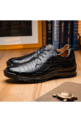 Marco Di Milano Vulcan Black Exotic Alligator Derby Sneakers (MDM1195)-AmbrogioShoes