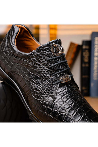 Marco Di Milano Vulcan Black Exotic Alligator Derby Sneakers (MDM1195)-AmbrogioShoes