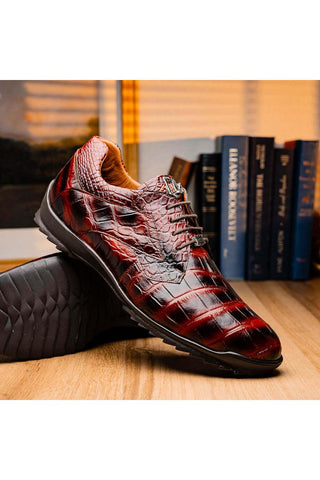 Marco Di Milano Vulcan Cognac Exotic Alligator Derby Sneakers (MDM1195)-AmbrogioShoes