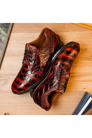 Marco Di Milano Vulcan Cognac Exotic Alligator Derby Sneakers (MDM1195)-AmbrogioShoes