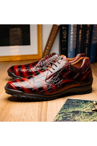Marco Di Milano Vulcan Cognac Exotic Alligator Derby Sneakers (MDM1195)-AmbrogioShoes