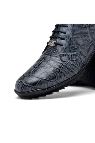Marco Di Milano Vulcan Gray Exotic Alligator Derby Sneakers (MDM1195)-AmbrogioShoes