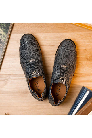 Marco Di Milano Vulcan Gray Exotic Alligator Derby Sneakers (MDM1195)-AmbrogioShoes