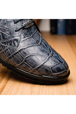 Marco Di Milano Vulcan Gray Exotic Alligator Derby Sneakers (MDM1195)-AmbrogioShoes