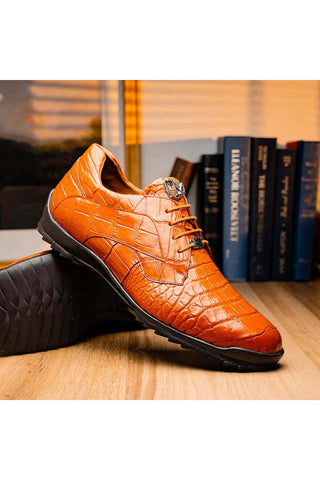 Marco Di Milano Vulcan Honey Exotic Alligator Derby Sneakers (MDM1195)-AmbrogioShoes