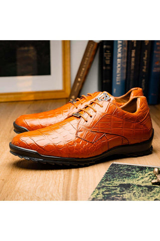 Marco Di Milano Vulcan Honey Exotic Alligator Derby Sneakers (MDM1195)-AmbrogioShoes