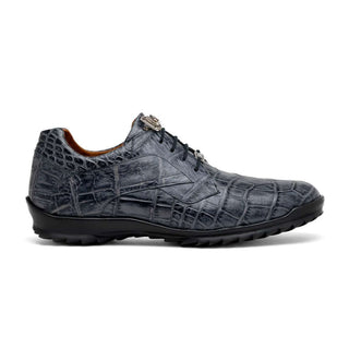 Marco Di Milano Vulcan Men's Shoes Gray Exotic Alligator Derby Sneakers (MDM1195)-AmbrogioShoes