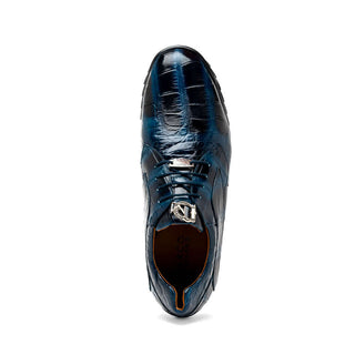 Marco Di Milano Vulcan Men's Shoes Navy Exotic Alligator Derby Sneakers (MDM1195)-AmbrogioShoes