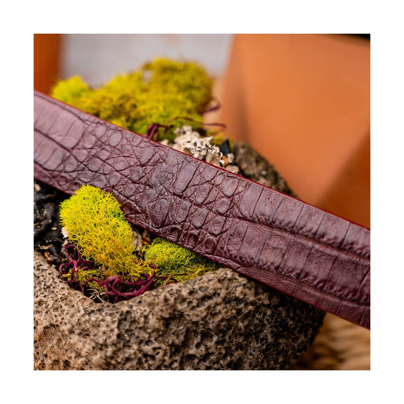 Marco Di Milano Wine Genuine Exotic Crocodile Men's Belts (MDMB1025)-AmbrogioShoes