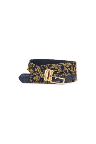 Mauri 0100/35 Men's Alligator & Gobelins Fabric Belt (MAB1053)-AmbrogioShoes