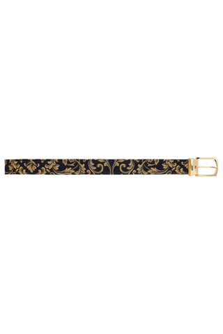 Mauri 0100/35 Men's Alligator & Gobelins Fabric Belt (MAB1053)-AmbrogioShoes