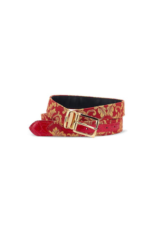 Mauri 0100/35 Men's Alligator Skin & Gobelins Fabric Belt (MAB1053)