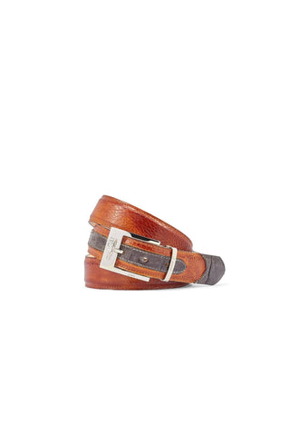 Mauri 0100/35 Men's Crocodile & Ostrich Leg Belt (MAB1036)-AmbrogioShoes