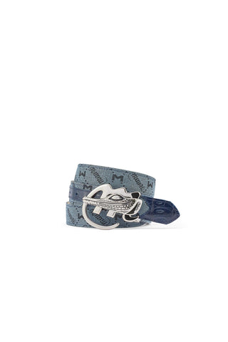 Mauri 0100/35 Men's Exotic Crocodile Skin & Mauri Fabric Belt (MAB1043)-AmbrogioShoes