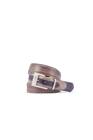 Mauri 0100/35 Men's Exotic Crocodile Skin & Ostrich Leg Belt (MAB1036)-AmbrogioShoes