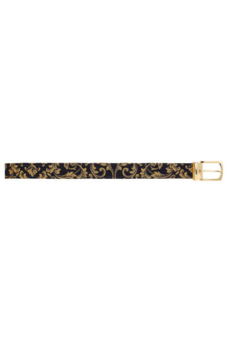 Mauri 0100/35 Men's Exotic Alligator Skin & Gobelins Fabric Belt (MAB1053)-AmbrogioShoes