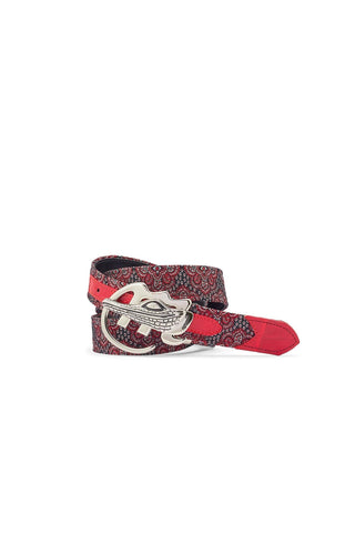 Mauri 0100/35 Men's Exotic Crocodile Skin & Matahari Fabric Belt (MAB1045)-AmbrogioShoes