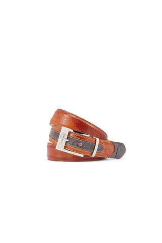 Mauri 0100/35 Men's Exotic Crocodile Skin & Ostrich Leg Belt (MAB1036)-AmbrogioShoes