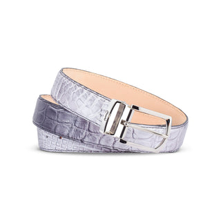 Mauri 0100/35 Men's Gray Combo Exotic Alligator Belt (MAB1058) (Special Order)-AmbrogioShoes