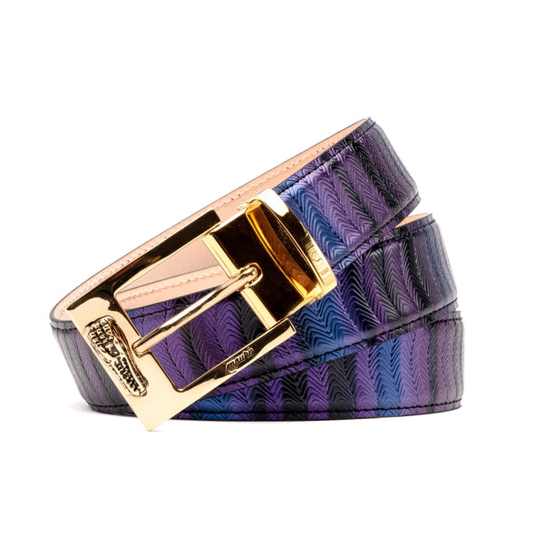 Mauri 0100/35 Men's Purple, Blue & Black Balera Fabric Belt (MAB1064)-AmbrogioShoes