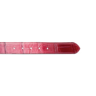 Mauri 0100/35 Men's Ruby Red Combo Exotic Alligator Belt (MAB1059) (Special Order)-AmbrogioShoes