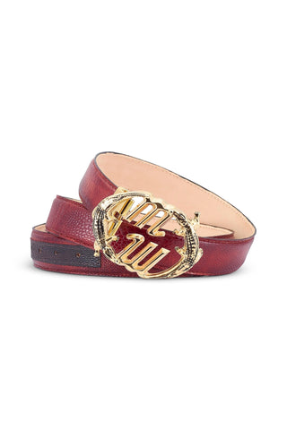 Mauri 0100/35 Men's T Moro & Gold Exotic Ostrich Leg Belt (MAB1060)-AmbrogioShoes