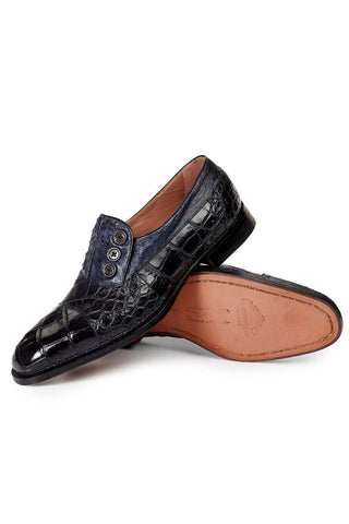 Mauri 1036 Men's Handmade Insignia Alligator / Ostrich Hand-Painted Gray Loafers (MA3001)-AmbrogioShoes
