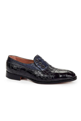 Mauri 1036 Men's Handmade Insignia Alligator / Ostrich Hand-Painted Gray Loafers (MA3001)-AmbrogioShoes