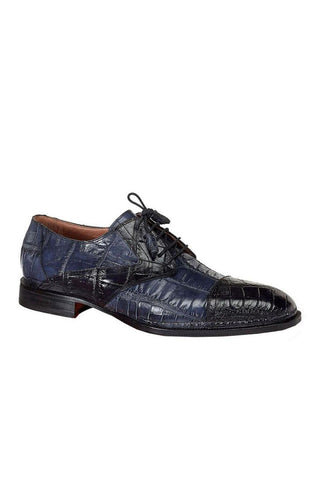 Mauri 1052 Men's Handmade Pantheon Alligator Hand-Painted Blue Oxfords (MA3002)-AmbrogioShoes