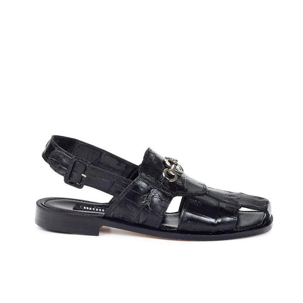 Mauri Men's Baby Croc Black Sandals 1880 (MA4502)(Special Order)-AmbrogioShoes