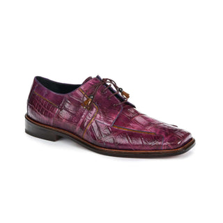 Mauri 3029 Prince Men's Designer Shoes Burgundy Body Alligator Oxfords (MA5000) (Special Order)-AmbrogioShoes